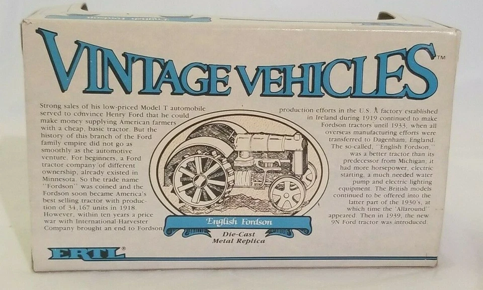 Vintage ERTL Vintage Vehicles English Fordson Tractor 1/43 Scale NIB - Image 4 of 4