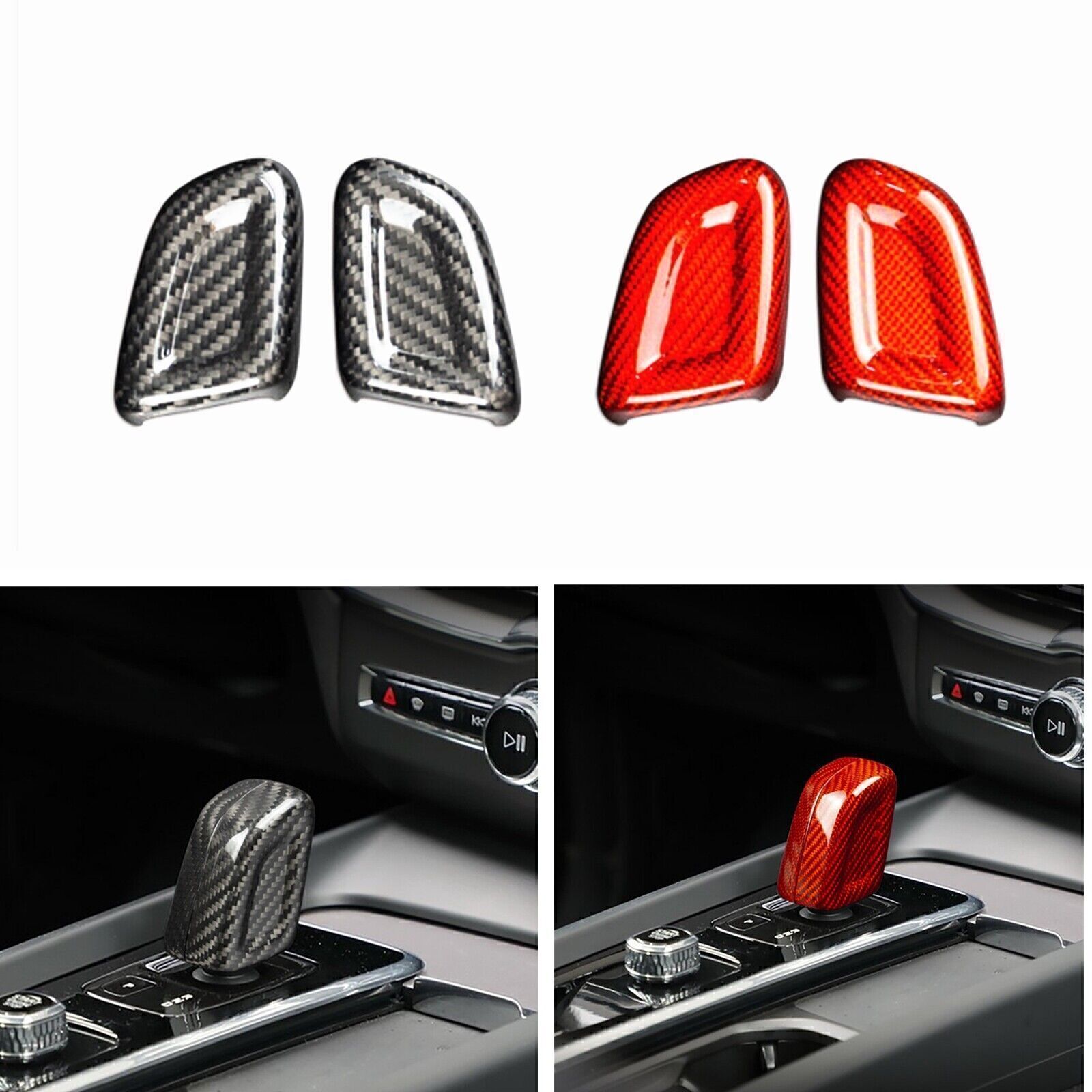 2025 Volvo XC40 S60 Red Carbon Fiber Gear Shift Knob Cover