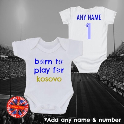 Kosovo Fußball ''Born to play for'' personalisierter Strampler, Geschenk, Fußball, Geschenk