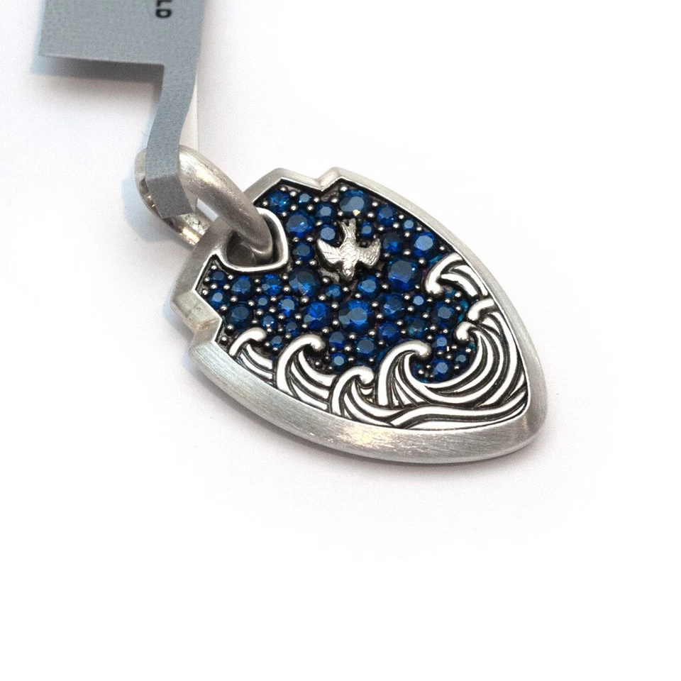 DAVID YURMAN Nuevo Potenciador Escudo Ondas 18.9mm Para Hombre en Zafiro Azul y Plata Foto 2 de 4