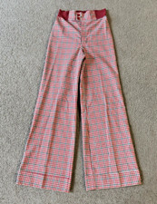 VTG 70s Lady Wrangler Sportswear Checkered Hippie Wide Leg Pants - Size 24-28