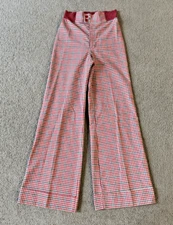 VTG 70s Lady Wrangler Sportswear Checkered Hippie Wide Leg Pants - Size 24-28