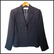 Tahari ASL Arthur Levine Black Blazer Jacket Chest Flap Pockets size 8