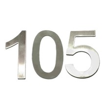 Stick-On House Numbers - No 105 - Stainless Steel - 10cm - Door, Fence, Gate