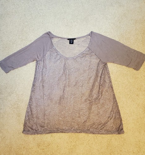 Victoria's Secret Moda International hellbraunes halbtransparentes 3/4-Spitzentop Größe Small