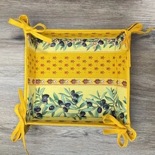 French Provencal Provence Bread Basket Olive Branch Floral Yellow France