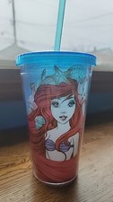 Disney Little Mermaid Tumbler Cup with Straw Ariel Blue 18 Oz