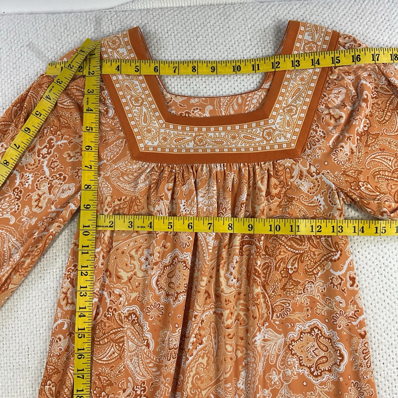 Abito Michael Kors stampa paisley scollo quadrato manica lunga XS