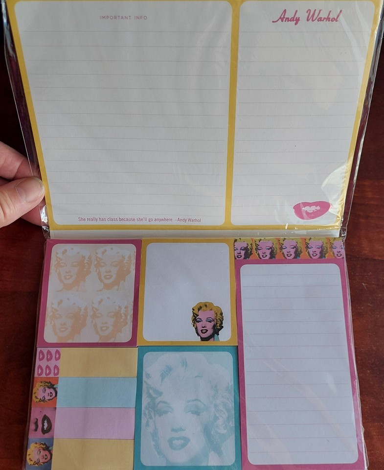 NEW Andy Warhol- Marilyn Monroe Post-it Notes Pad -Vintage Sticky Notes ...