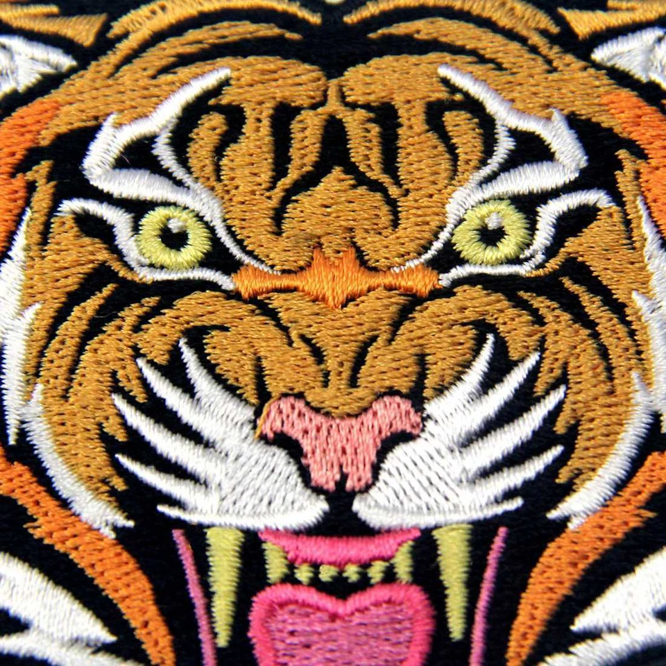 Iron on sew on patches transfers Embroidered appliques tiger animal badges biker - Image 2 of 4