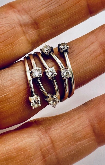 Womens Vintage Statement Ring Solid Silver Cubic … - image 4