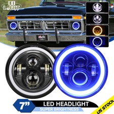 For 1953-1977 Ford F-100 F-250 F-350 Pickup Pair 7" inch LED Headlights Halo DRL