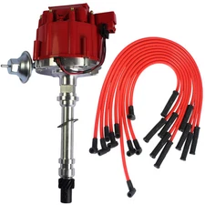 RED 90 SPARK PLUG WIRES HEI Distributor & 10.5 MM For SBC BBC 305 350 454 V8's