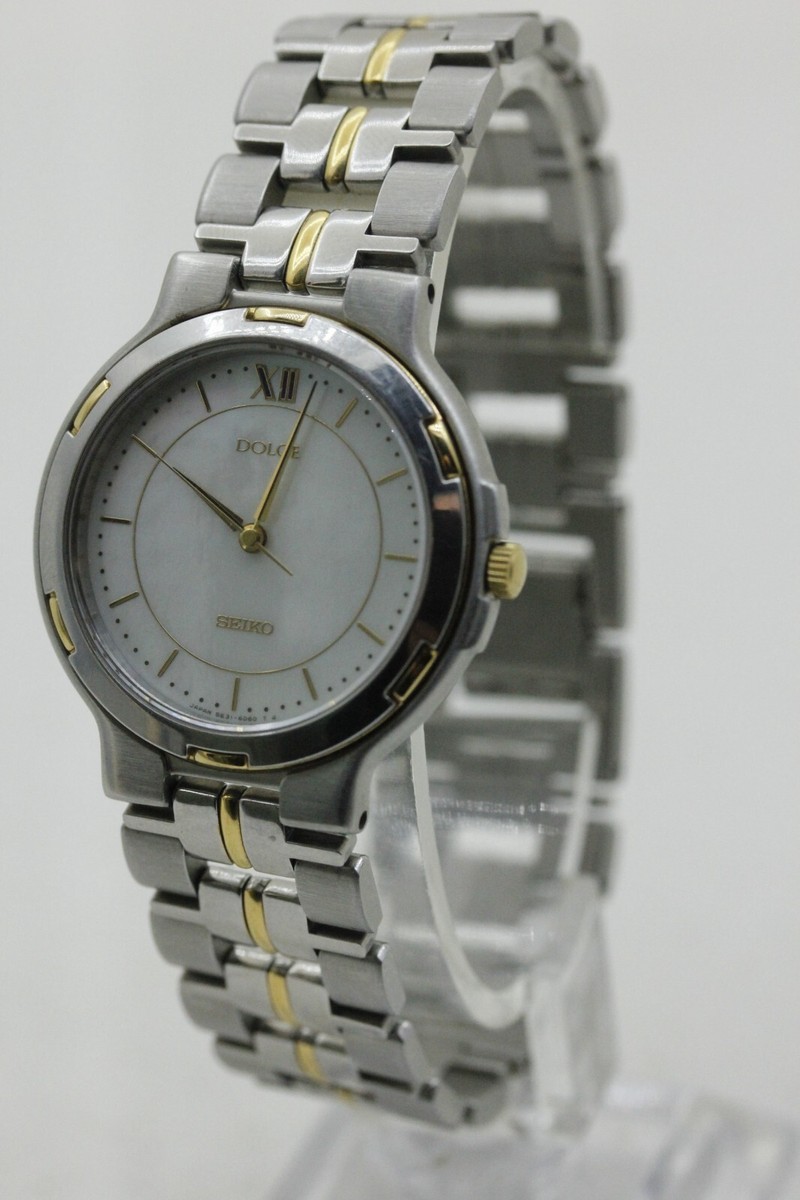 SEIKO Dolce 5E31-6D50 Quartz Round Mens Vintage Watch Engraved on