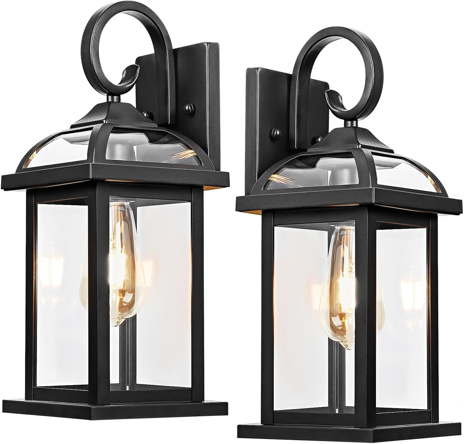 Black Exterior Light Fixtures 2-Pack, Anti-Rust Aluminum Outdoor Wall Lights for