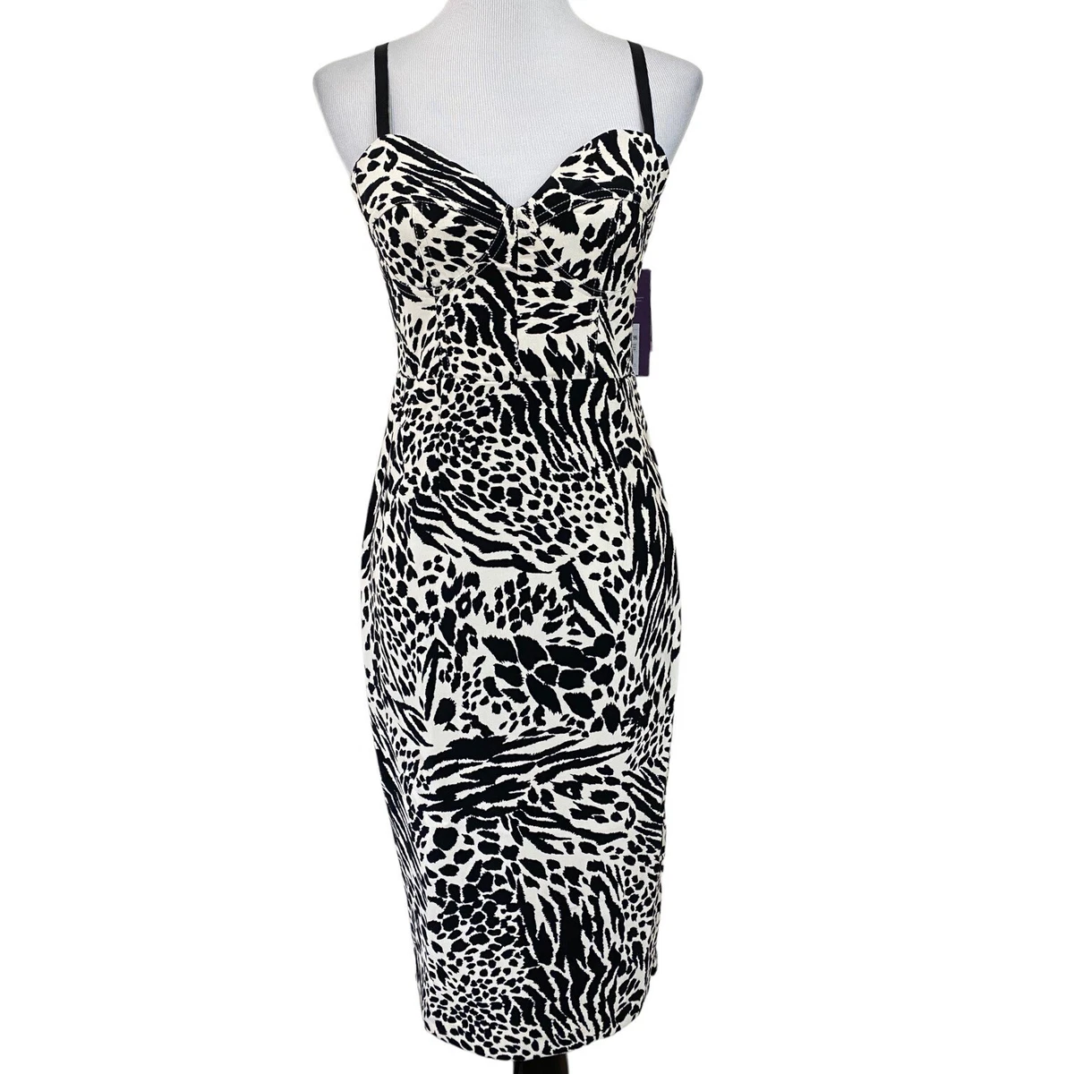 Sergio Hudson x Target Black and White Animal Print Bustier Midi