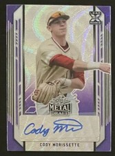 2021 Leaf Metal Draft Cody Morissette Purple XRC RC AUTO S# /25 Miami Marlins