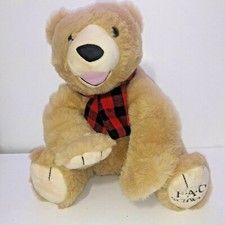FAO Schwarz Bear That Cares Beige Brown Teddy Bear Stuffed Plush Toy Scarf 13"