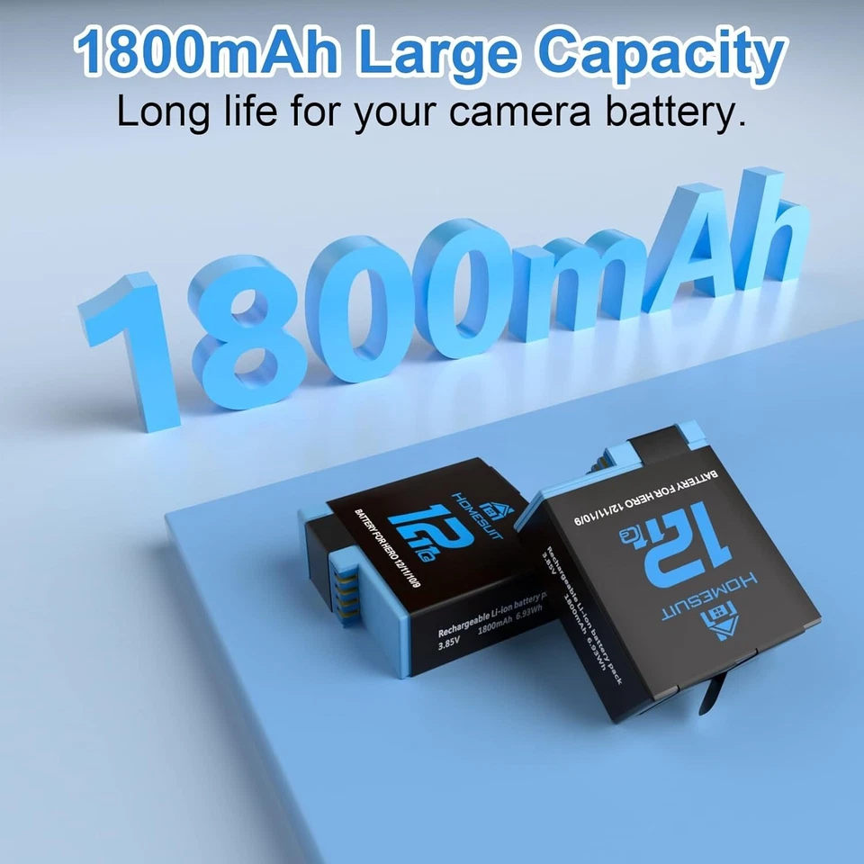 Homesuit Hero 12/11/10/9 Batteries 1800mAh and LCD Storage Charger for GoPro - Image 4 of 4