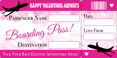 LEERE Bordkarte Flugticket große Präsentation Valentinstag Geschenk Foto