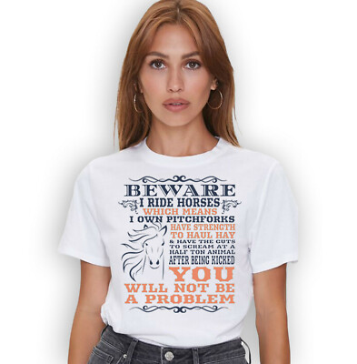 Horse Riding Shirt, Funny Beware I Ride Horses Tee, Horse Lover T-shirt