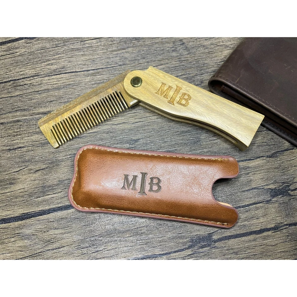 Kit Peine Madera Plegable Personalizado Hombre Barba Peine Set Día del Padre Regalo Perfecto Foto 4 de 4
