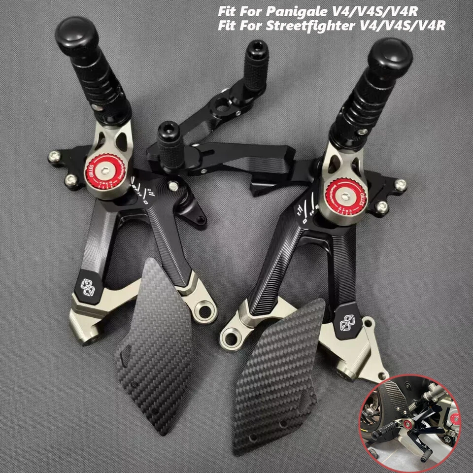 Juego trasero CNC reposapiés clavijas pedal para Ducati Streetfighter Panigale V4 V4S Foto 2 de 4