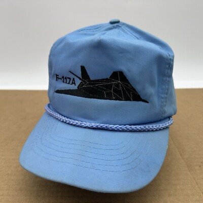 Vintage Lockheed Nighthawk F 117 A First Stealth Fighter Strap Back Hat Cap Rope