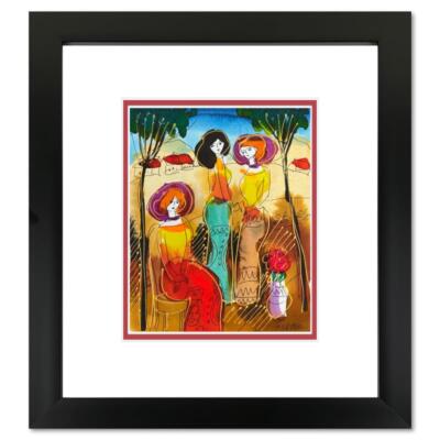 Moshe Leider, Framed Original Mixed Media Watercolor Painting, Hand Signed