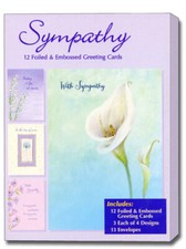 Sympathy Assortment - Foiled  Embossed Assorted Box of 12 Sympathy Cards