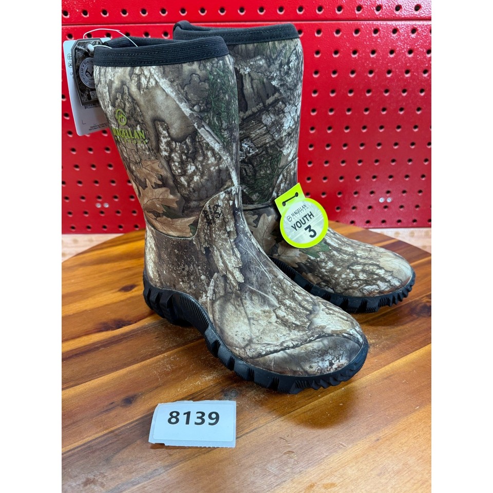 Magellan Outdoors Youth Hunting Boots Realtree APX Camo Shoes Kids Size ...