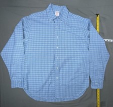 Brooks Brothers Dress Shirt Mens 15.5 34/35 Blue Gingham Cotton Long Sleeve