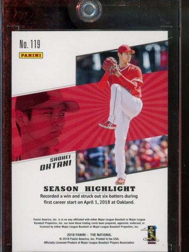 2018 PANINI THE NATIONAL SHOHEI OHTANI ROOKIES /99 ROOKIE RC - Picture 2 of 2