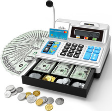 Calculator Cash Register - 103 Pcs Toy Cash Register, Store Set with Mic...