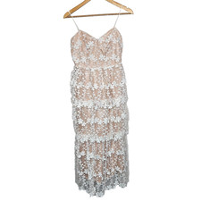 Endless Rose White Lace Crochet Layered Midi Dress NWT Medium