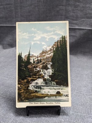 1915 The Giant Steps Paradise Valley Canadian Rockies Waterfall Postcard C.P.R.