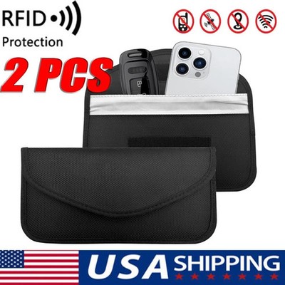 2 Pack Faraday Bag Cell Phone Wallet Blocker Radiation Signal Shielding Case