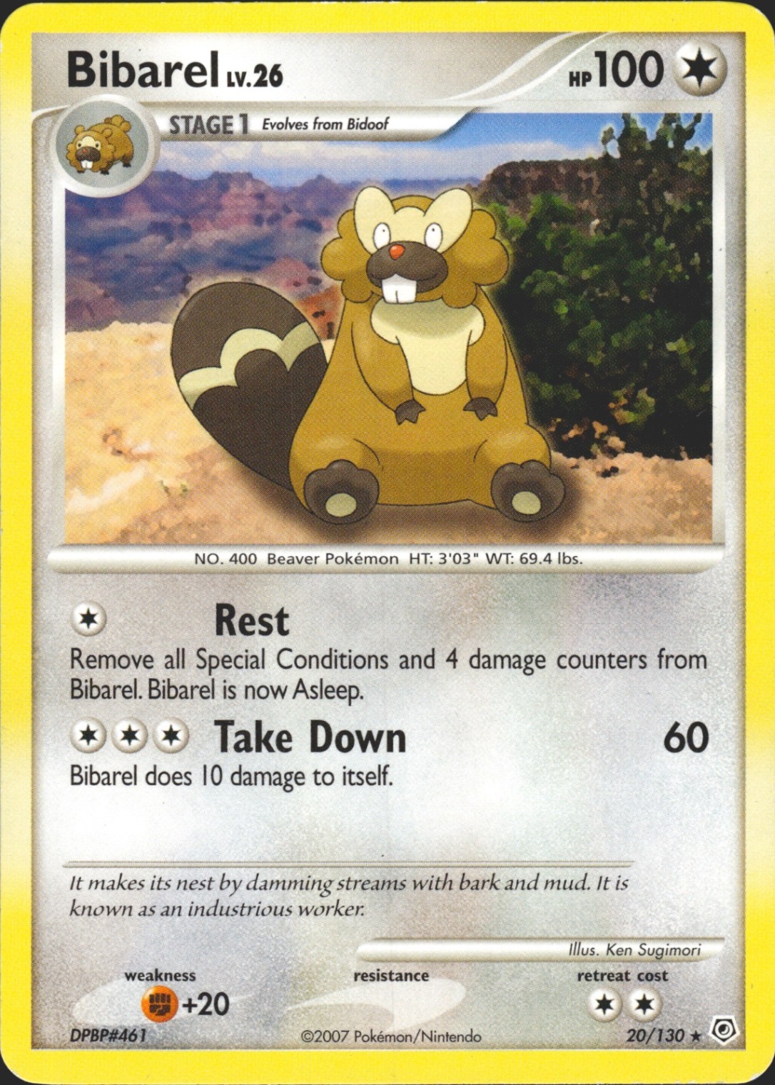 Bibarel 20/130 Rare Diamond and Pearl Pokémon Card LP