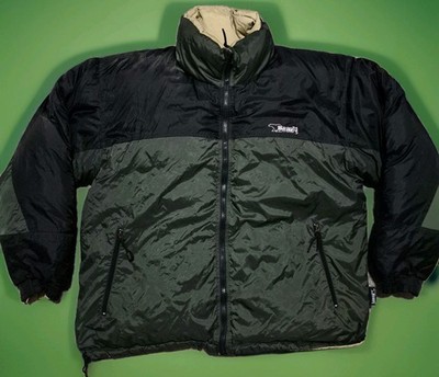 Bear USA Reversible Down Puffer Jacket Mens XXL Green Black Beige Quilted Y2K