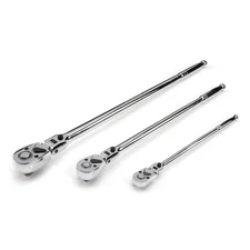 STEELMAN 3-Piece Locking Flex Head 72-Tooth Long Handle Ratchet Set, 61081