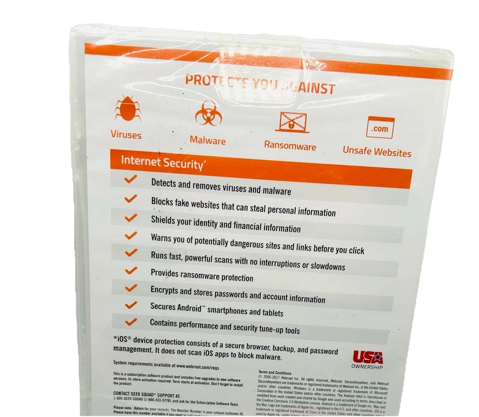 Webroot SecureAnywhere Internet Security & Antivirus(Windows & Mac 3 Devices NEW - Image 2 of 2