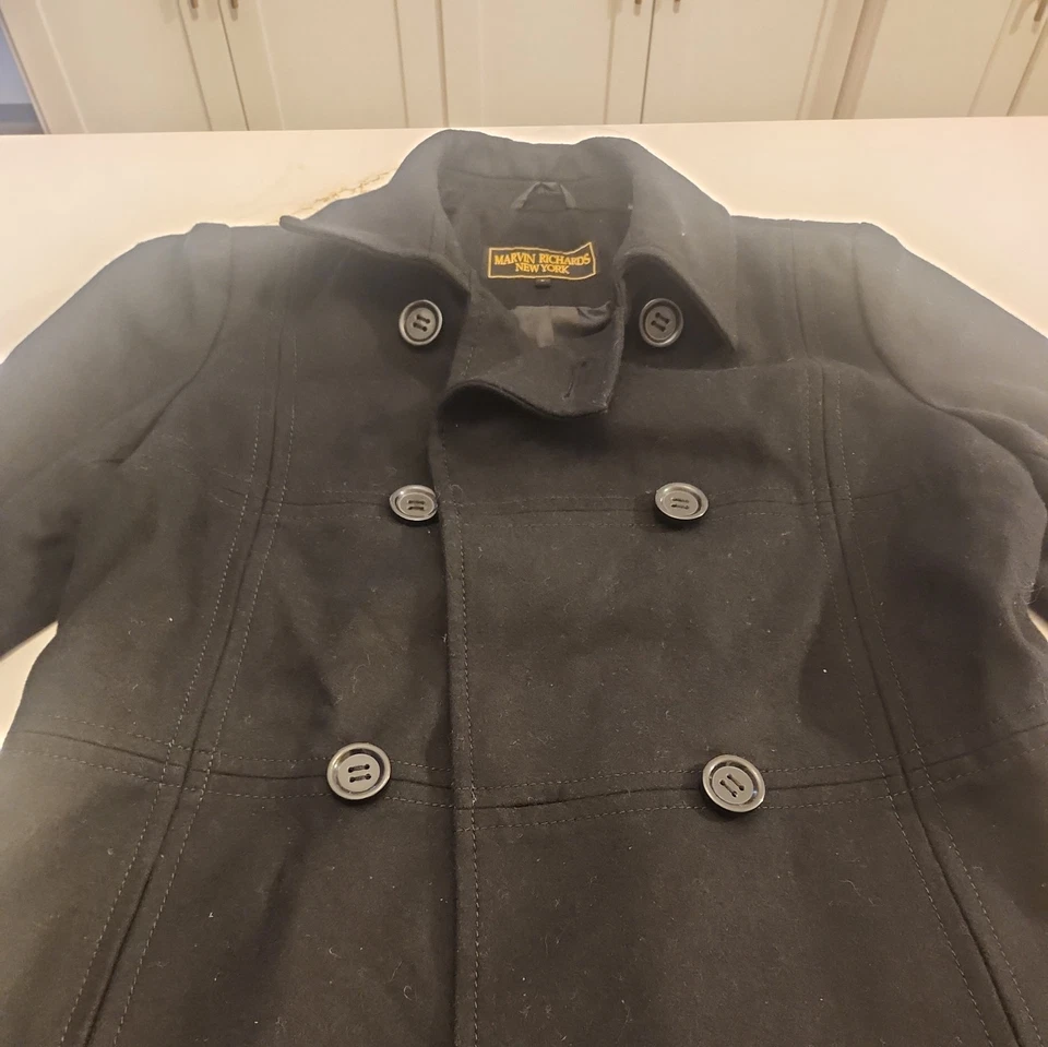 Vtg Marvin Richards New York Womens Size Large Black PeaCoat - Image 3 of 4