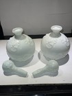 1950s Westmoreland Glossy White Pressed Milk Glass Embossed Barbers  Decanters — photo 4