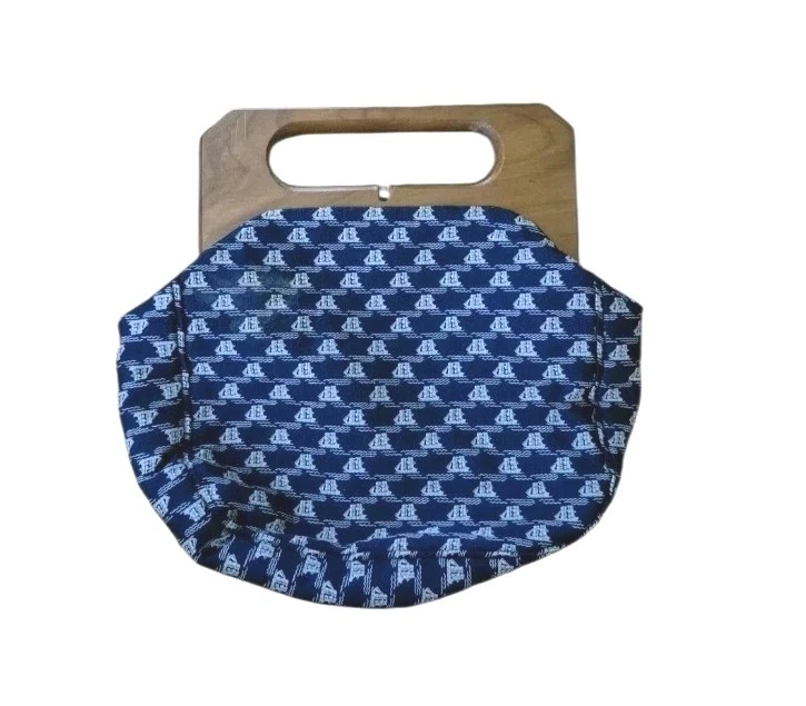 Bolso sin asas vintage Trimingham's Bermuda goleta velero madera azul cedro  Foto 2 de 4