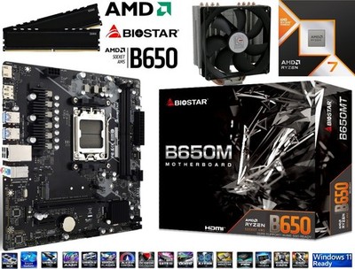 PC Aufrüstkit Bundle AMD Ryzen 7 9800X3D bis 64GB DDR5 mit Biostar B650MT