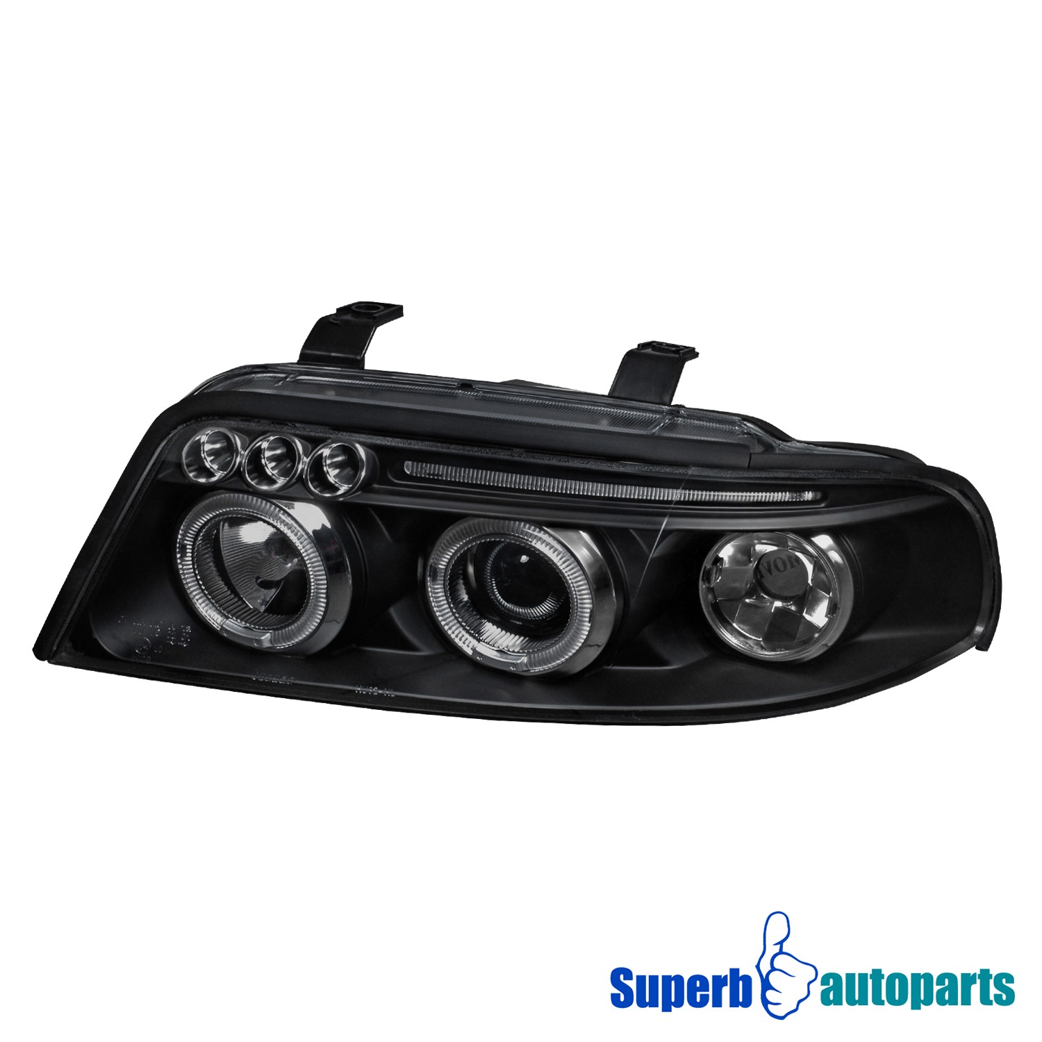 Fits 1999-2001 Audi A4 S4 Dual Halo Projector Headlight LED Bar Lamps Black