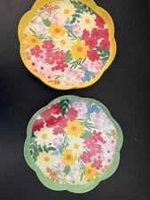 Floral Melamine Dinner Plates 11” – Summer Picnic Serving Plate – Yellow/Green