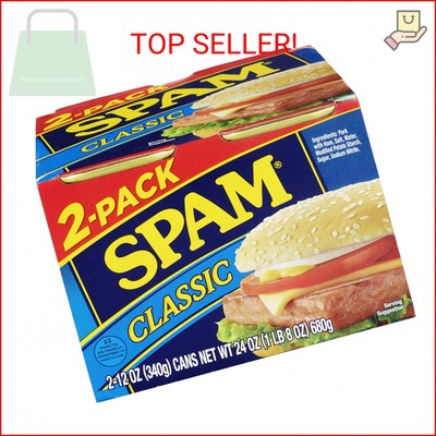 SPAM Classic Canned Meat, 12 Ounce (2 Pack), Fully Cooked Pork & Ham, 7g Protein
