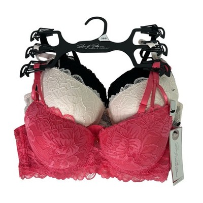 Marilyn Monroe Women s Bras Sz 36B Pkg/3 Super Soft Mega Push-Up Lace Padded