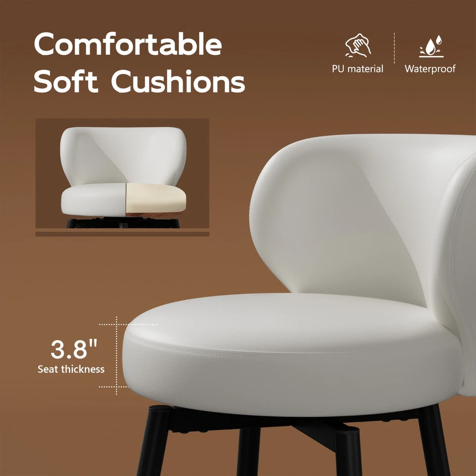 Juego de taburetes de bar giratorios de 2/4 de cuero PU altura de mostrador con isla de cocina trasera Foto 4 de 4